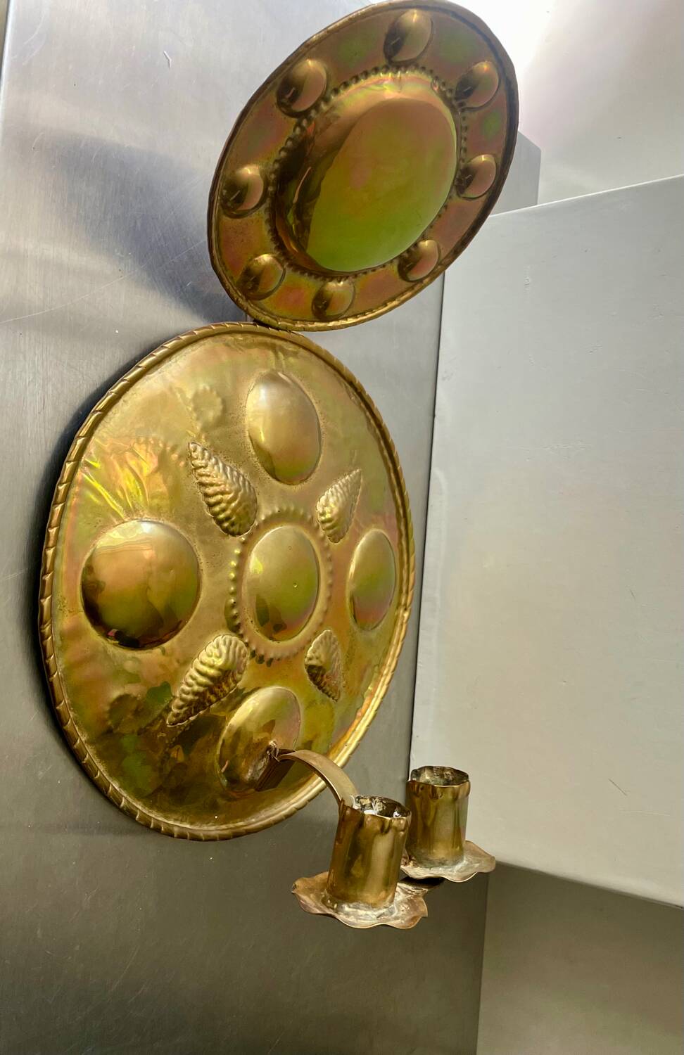 Large Antique  Brass Wall Candle holder  Sconce  height 35 cm