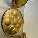 Grand bougeoir mural en laiton antique hauteur 35 cm