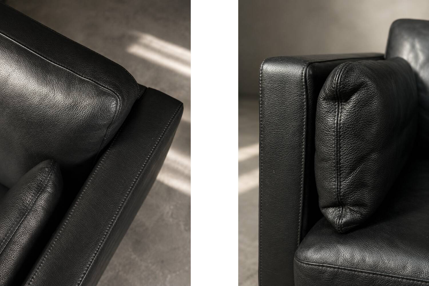 Vintage Mid-Century Danish Modern Two-Seater Black Leather Sofa, 1970s