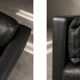 Vintage Mid-Century Danish Modern Two-Seater Black Leather Sofa, 1970s