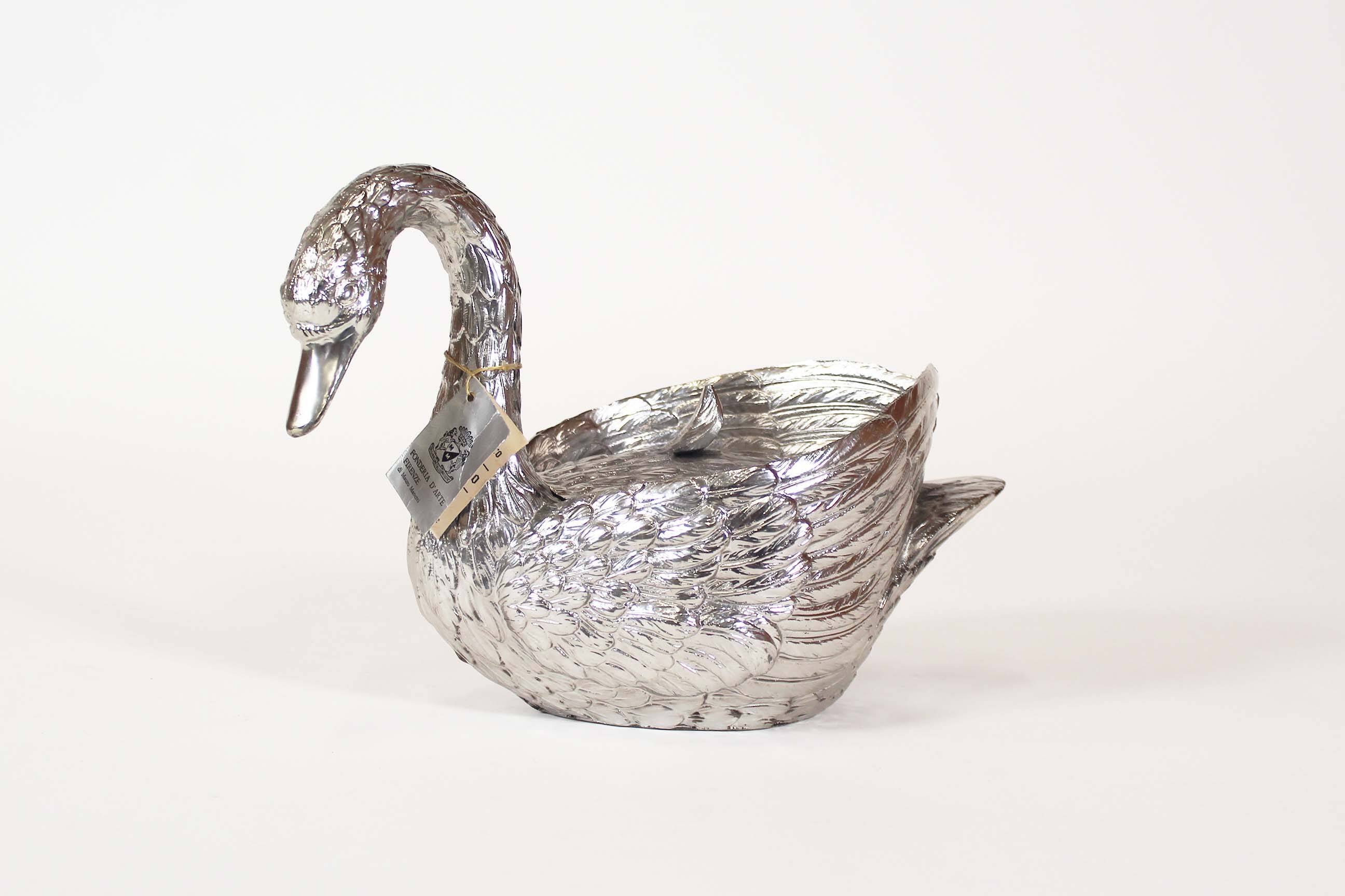 Silver Plated ‘Swan’ ice bucket by Mauro Manetti for Fonderia d’ Arte