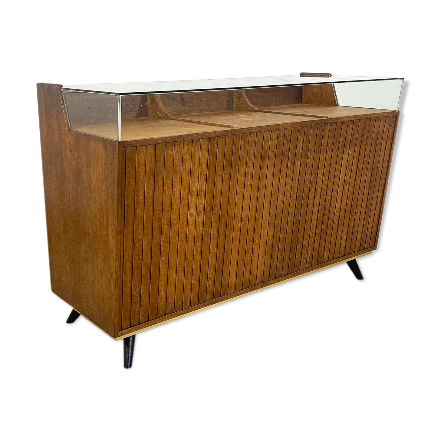 Vintage oak shop jewellery display counter with drawers