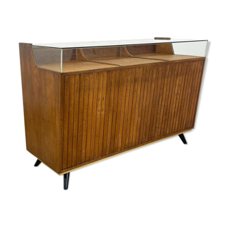 Vintage oak shop jewellery display counter with drawers