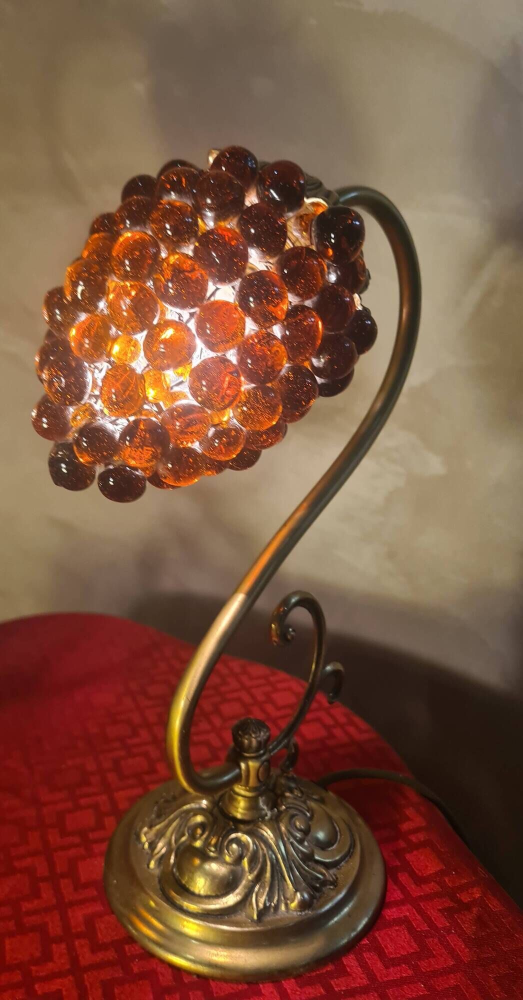 pair of Murano glass lamps bronze brass 1970 electric working 30x21 bedside tables