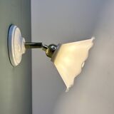Vintage wall lamp with white opaline glass shade