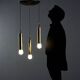 Suspension vintage en métal et laiton, design, Italie, années 1960