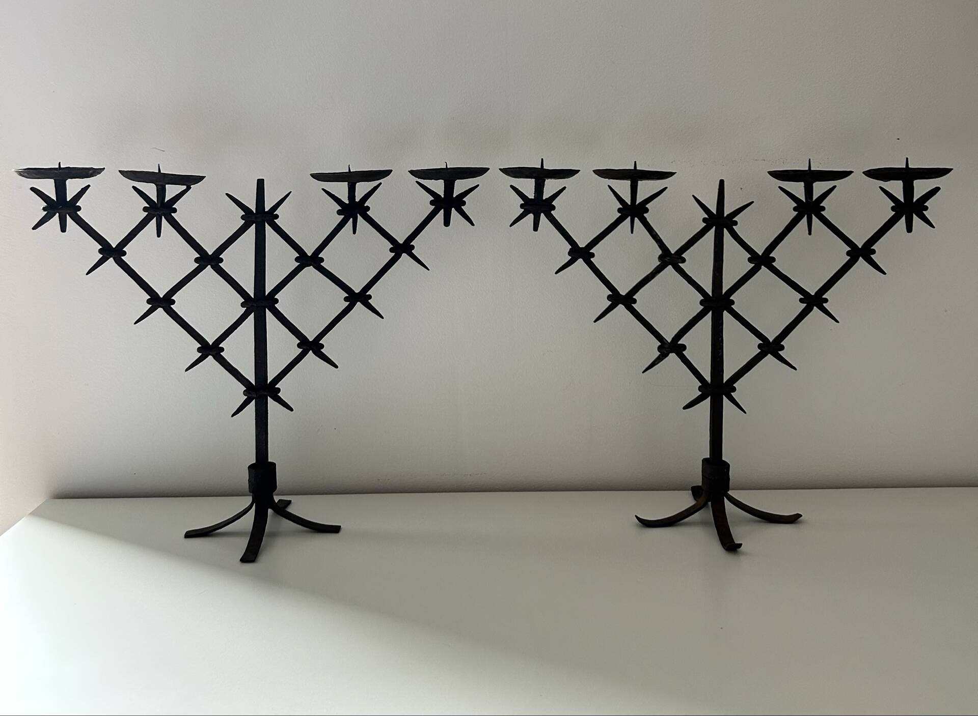 Pair of brutalist candlesticks