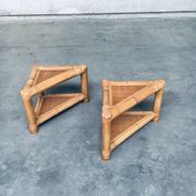 Handcrafted Bamboo Corner Table Set, 1970s, Set of 2
