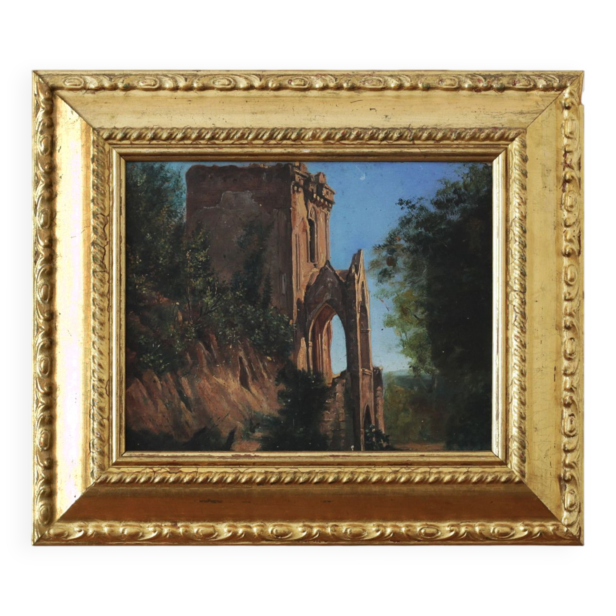Oil on panel gothic architecture 1871