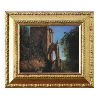 Oil on panel gothic architecture 1871
