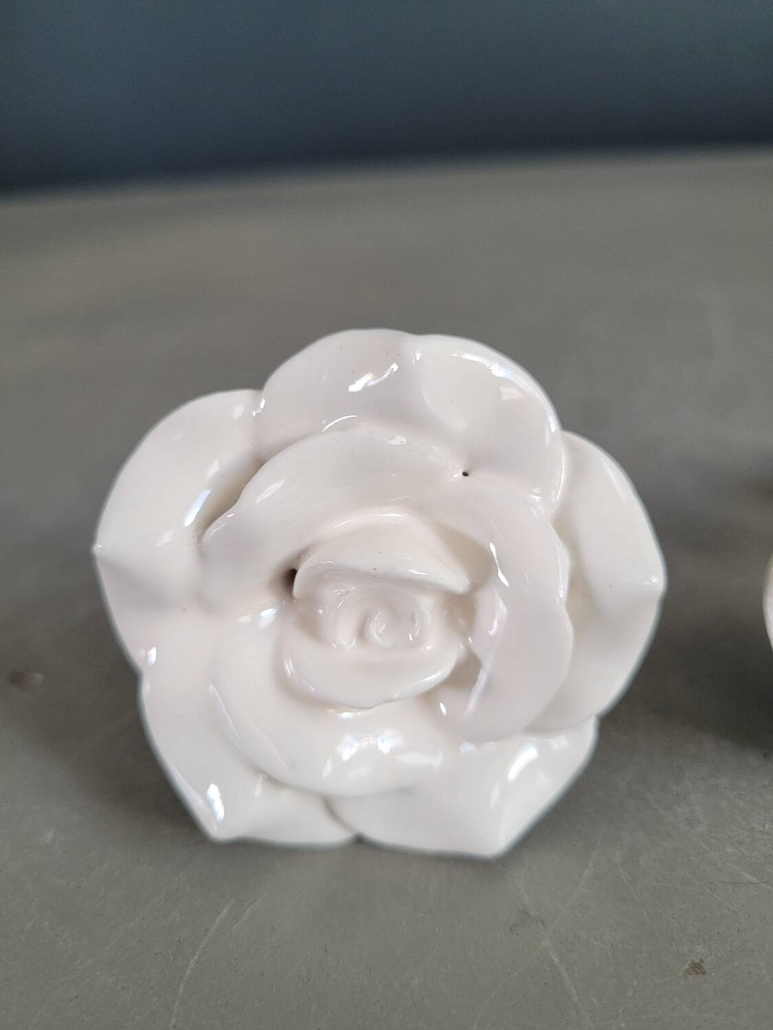 Paire de boutons de meubles en porcelaine
