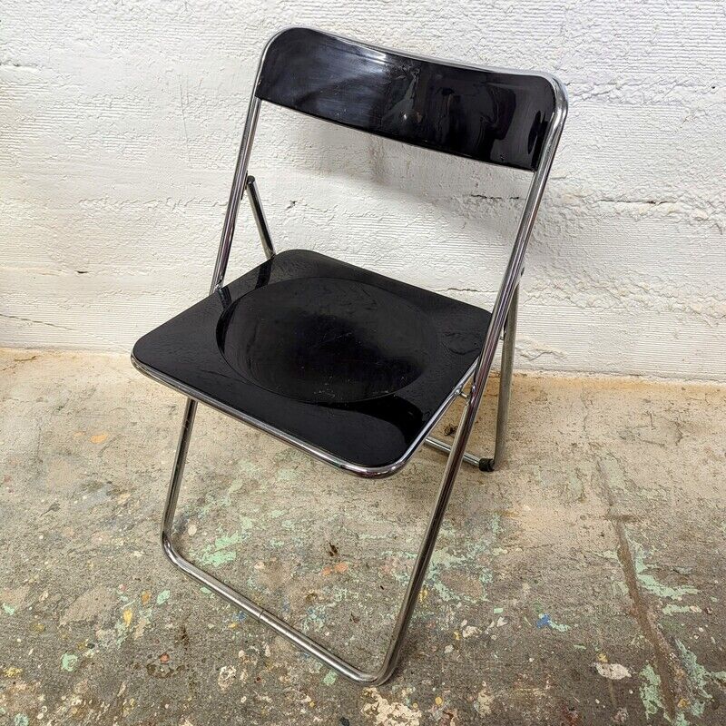 Black and chrome vintage folding chair