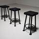 Ensemble de 3 tabourets brutalistes, Belgique, 1970