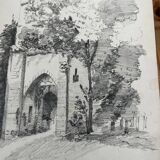 Landscape drawing: le viviers - the ruined tower - 49