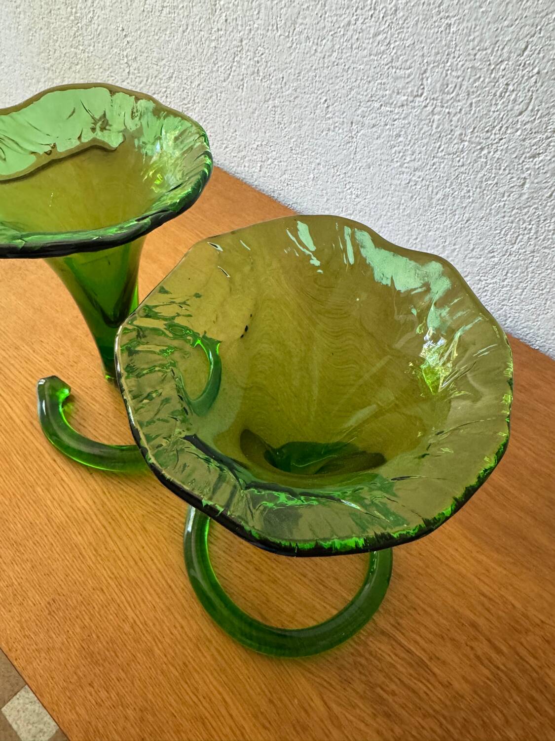 Blown glass cone vases from the 60s