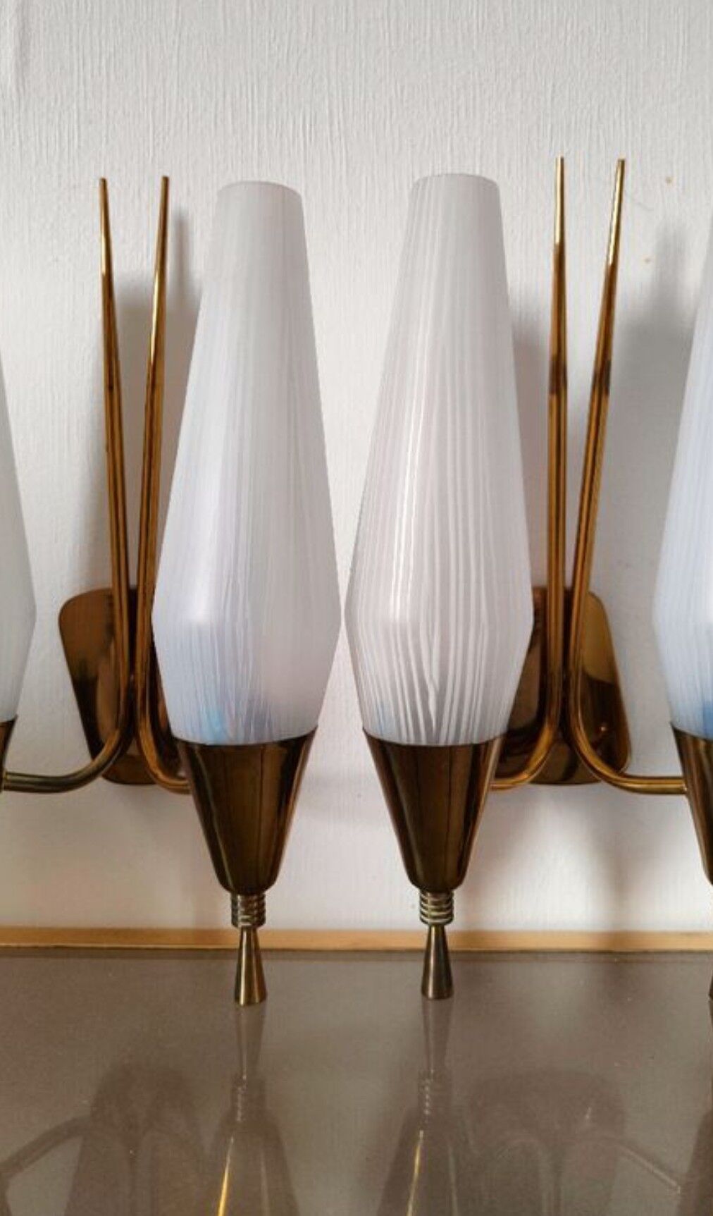 Chandelier with two vintage wall lamps house Lunel 1960