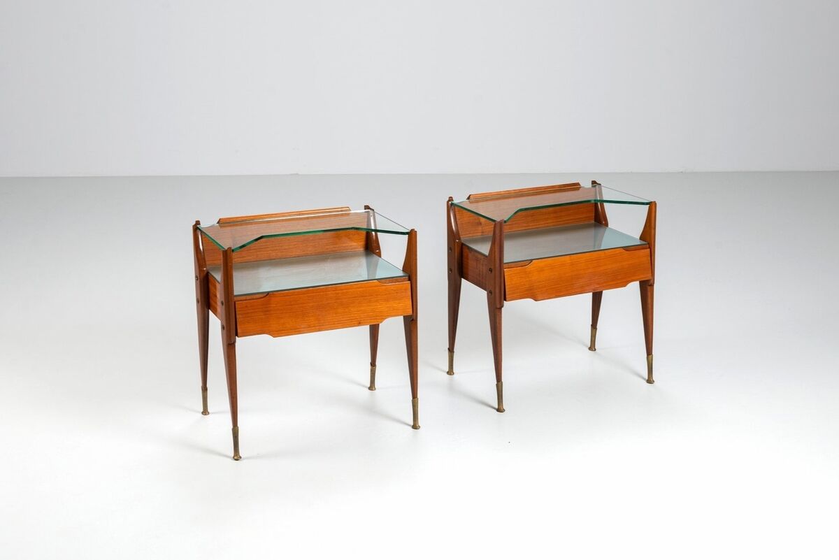 Pair of nightstands in teak La Permanente Mobili Cantù Italy 1950