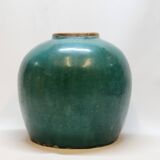 Antique Chinese Ginger Pot 1900 Green Blue Turquoise Enameled Ceramic