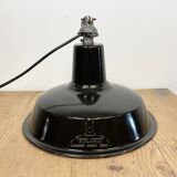 Industrial Black Enamel Hanging Lamp from Reluma, 1950s