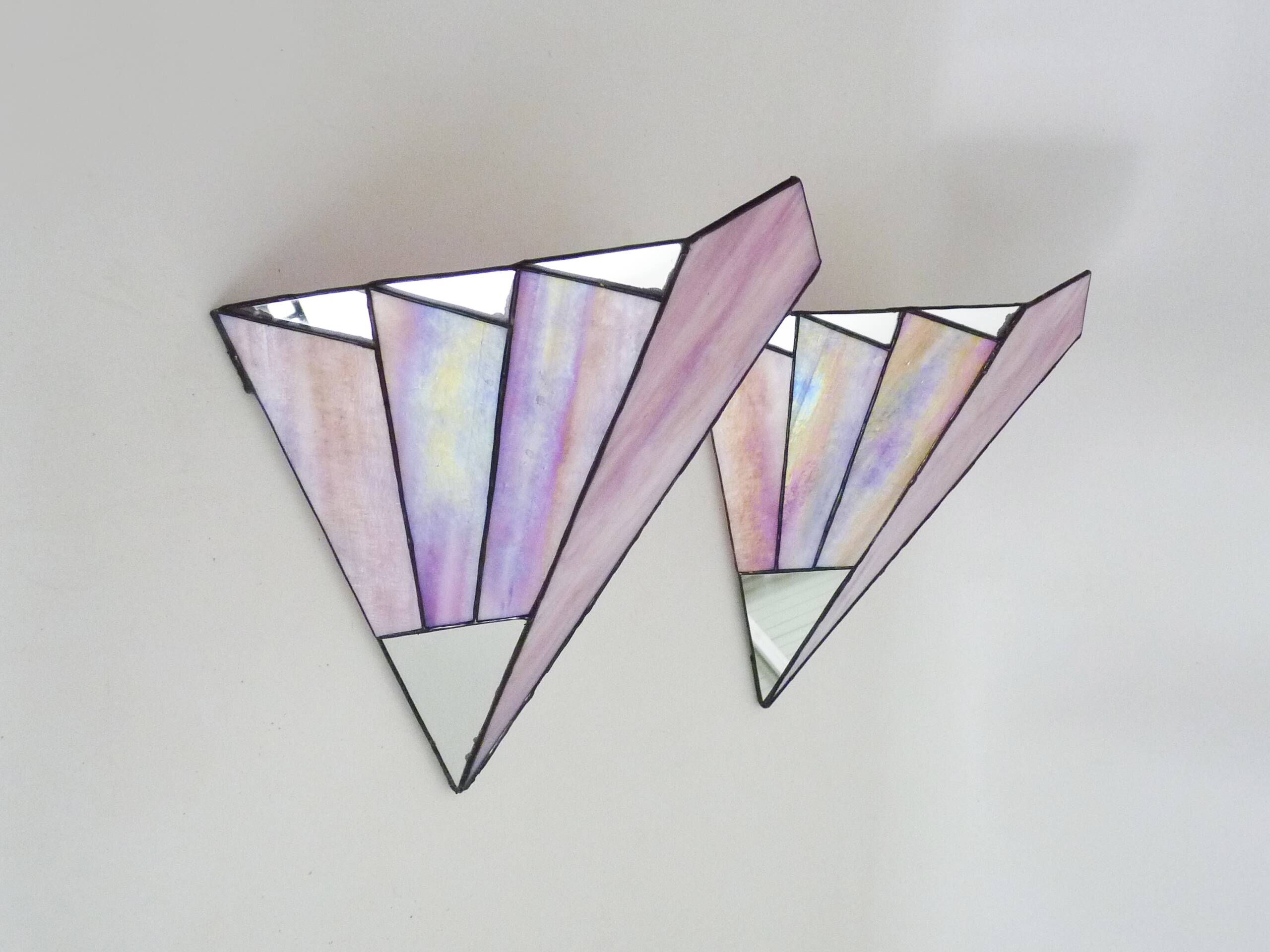 Pair of vintage Tiffany-style Art Deco glass paste wall sconces