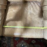 Paire de fauteuil chauffeuse cuir havane 70"