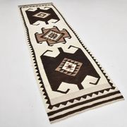 3x11 Kilim Cream & Brown Tribal Kilim Runner Rug, 99x322Cm