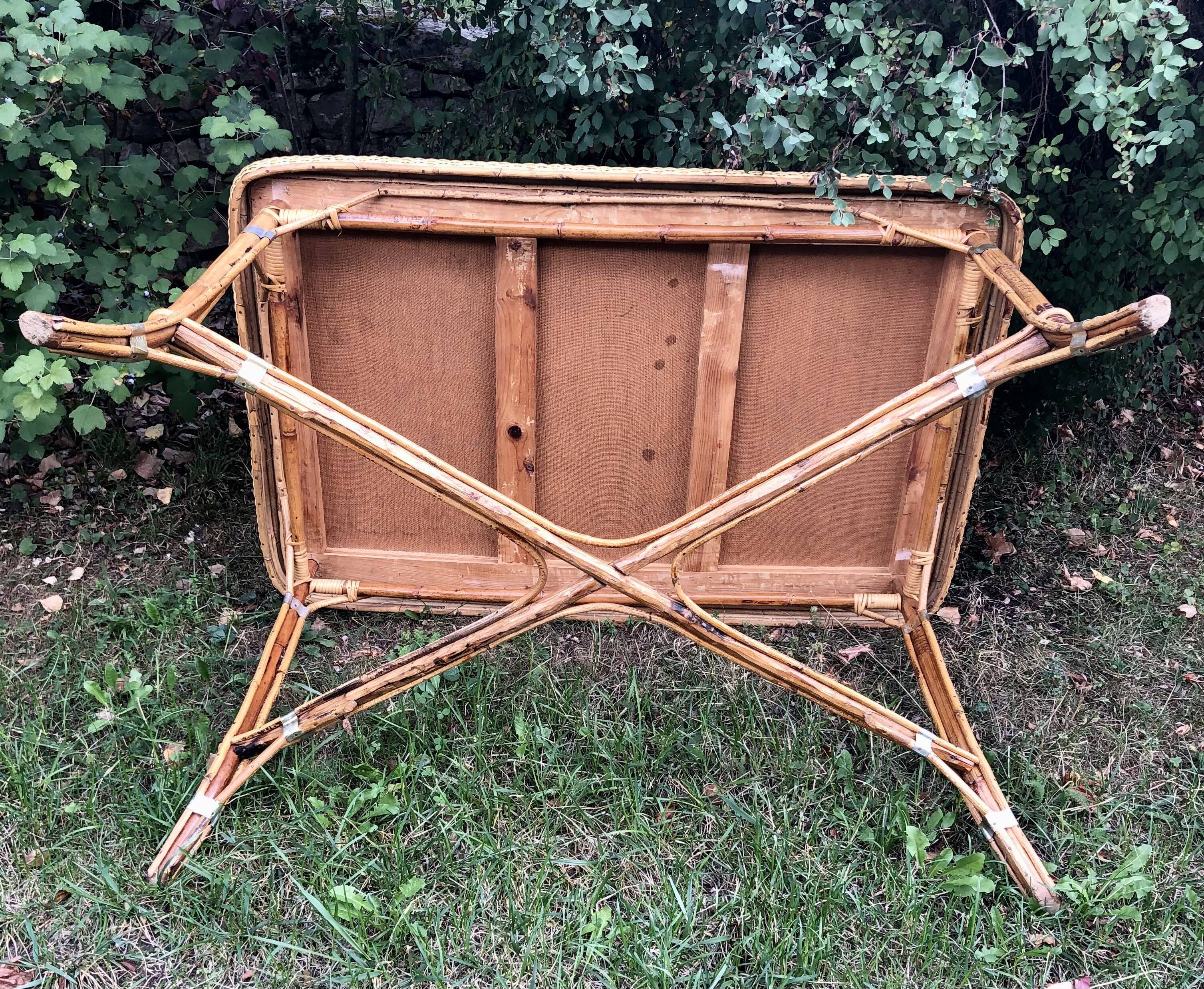 Rattan and wicker table