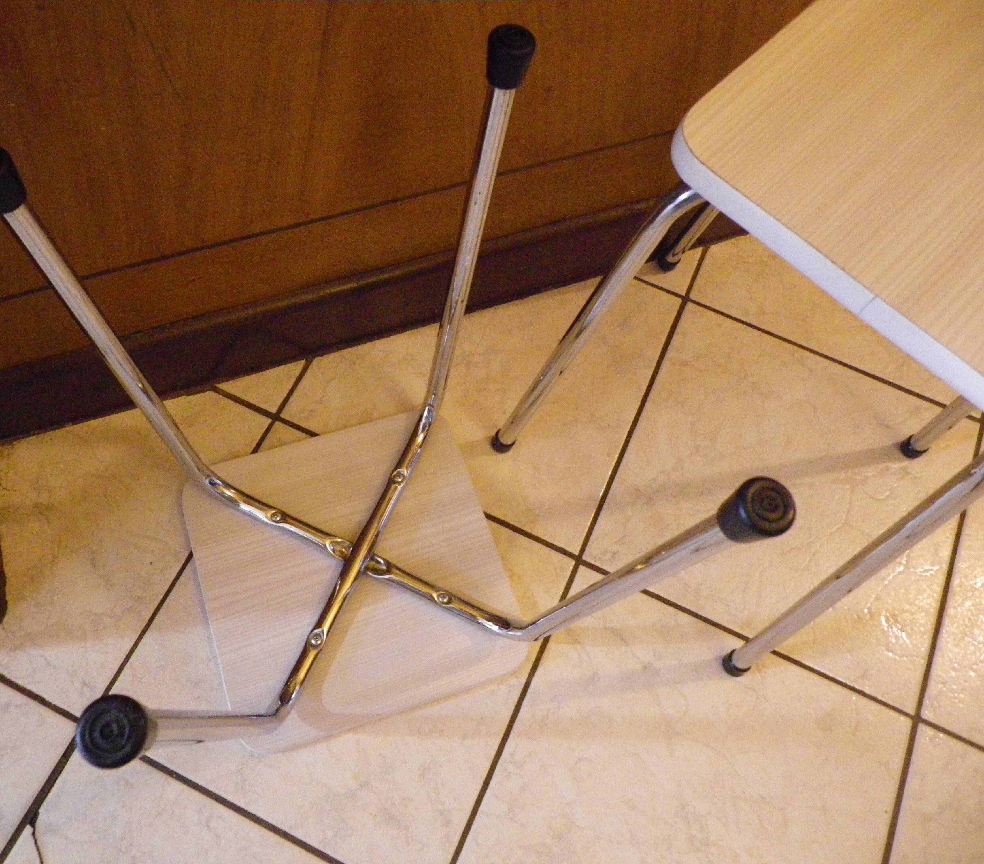 2 Scandinavian Style Stools in Formica and Chrome Steel, 1950s-60s