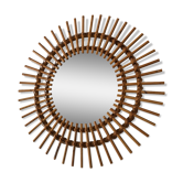 Vintage rattan sun mirror 48x48cm