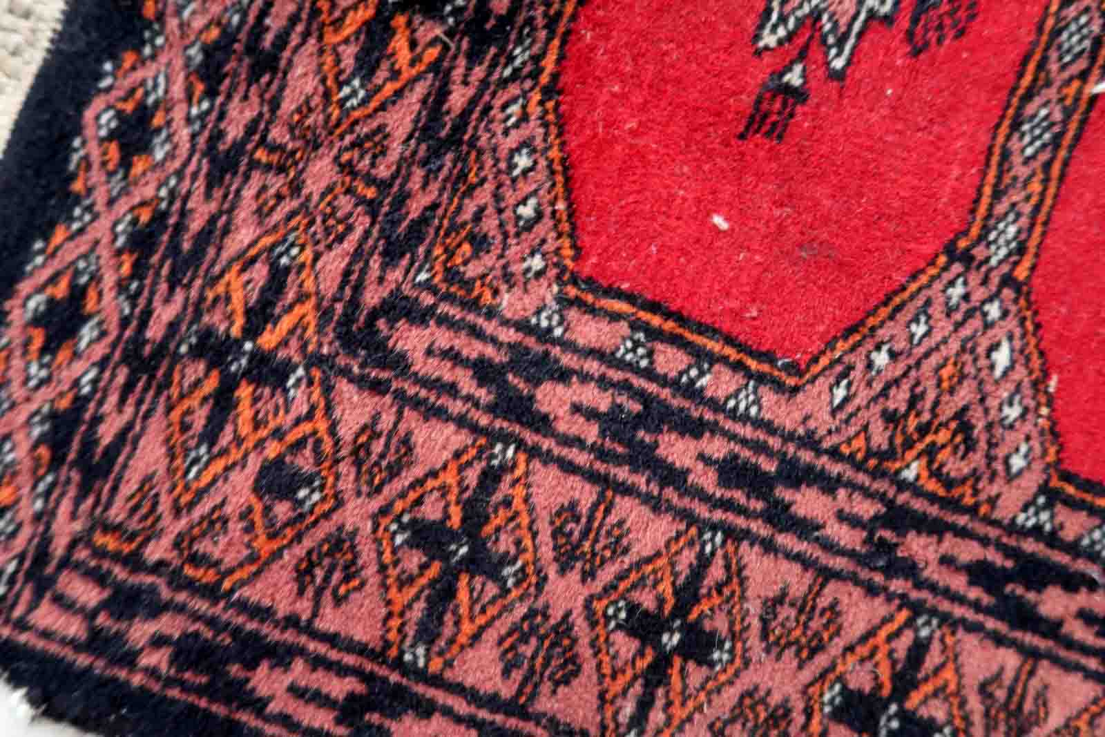 Vintage carpet Uzbek Bukhara handmade 62cm x 106cm 1970s