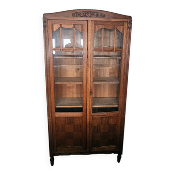Parisian display cabinet in solid oak – 1950s – Authentic charm