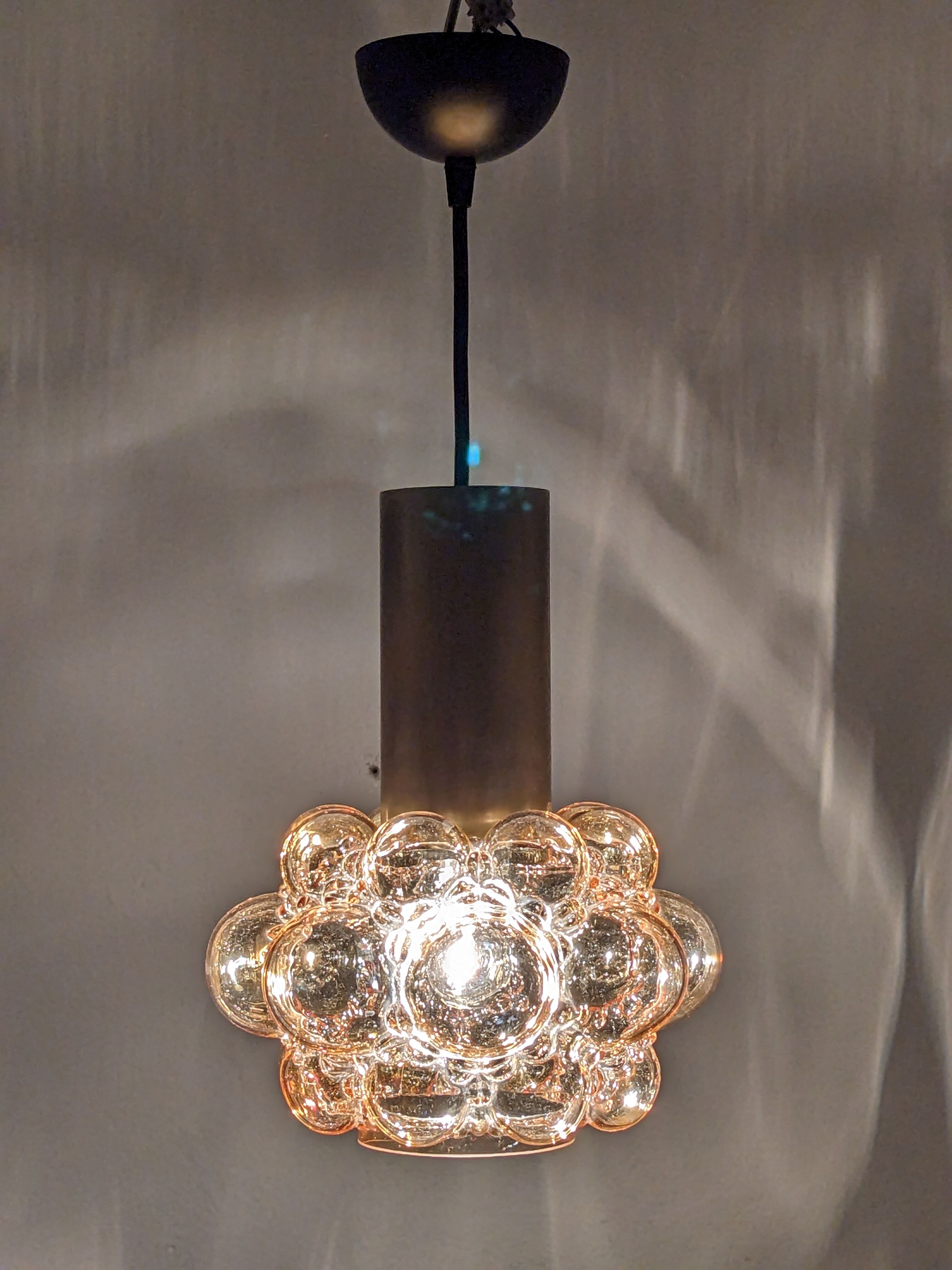 Amber bubble pendant lamp by Helena Tynell for Limburg 60s/70s