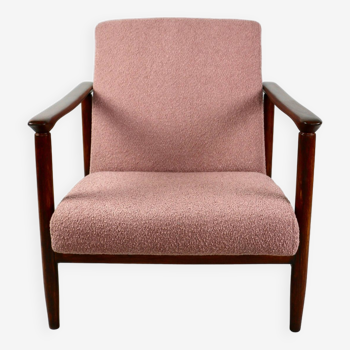 Fauteuil lounge GFM-142 en boucle rose attribué à Edmund Homa, années 1970