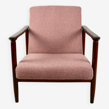 GFM-142 Lounge Chair in Pink Boucle attributed to Edmund Homa, 1970s