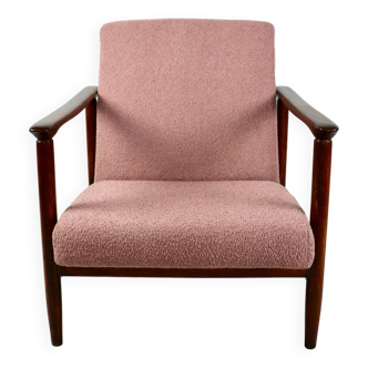 Fauteuil lounge GFM-142 en boucle rose attribué à Edmund Homa, années 1970