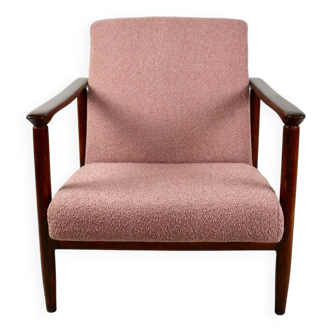 GFM-142 Lounge Chair in Pink Boucle attributed to Edmund Homa, 1970s