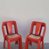 Series of 12 Tolix bistro chairs by Xavier Pauchard model T4 - 1950s