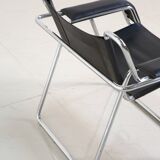Metal and black leather armchair by Gastone Rinaldi for Thema 80's