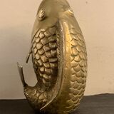 Koi fish vase, solid brass carp, Japan, late nineteenth century