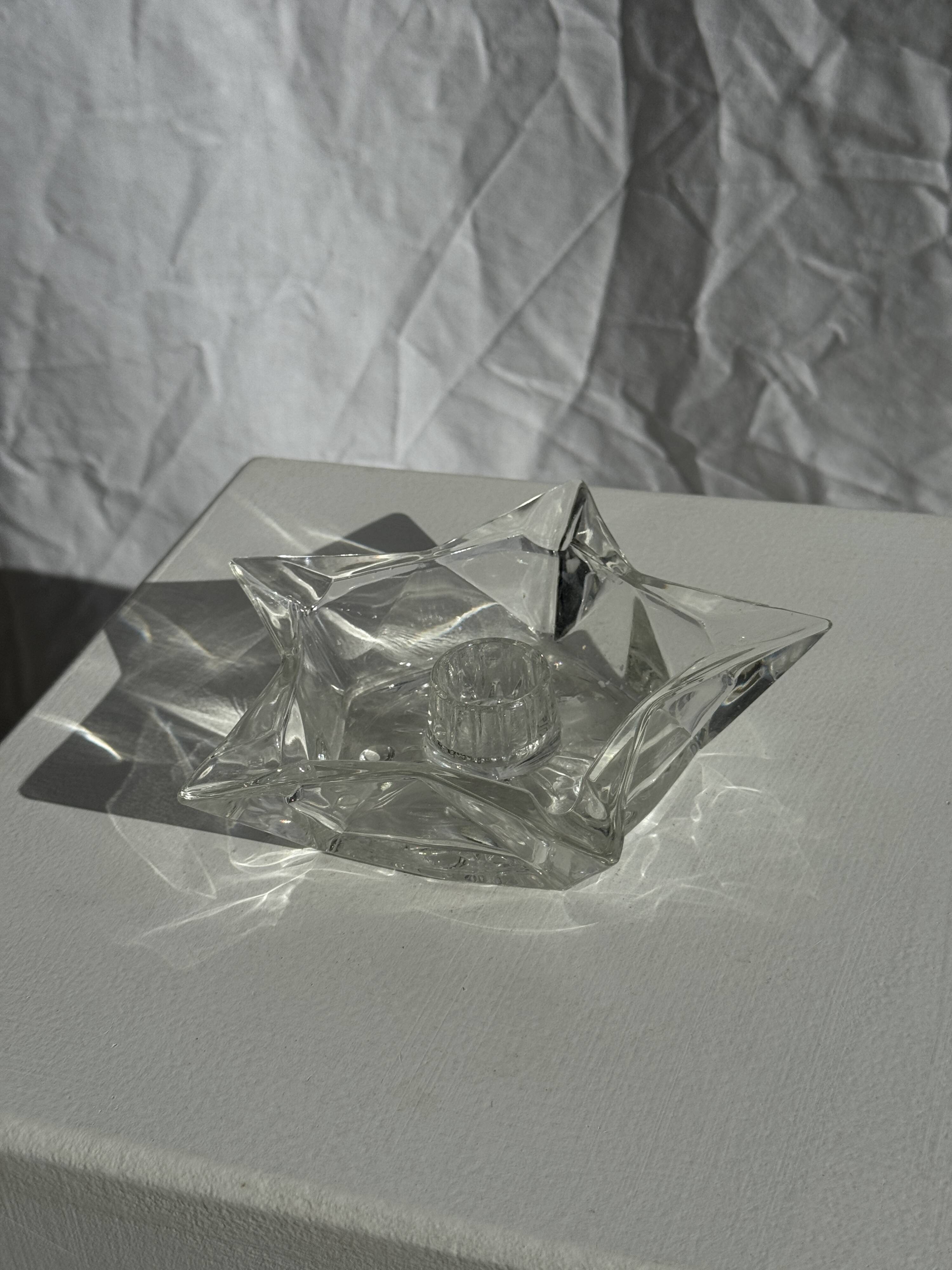 Vintage glass star candle holder D13