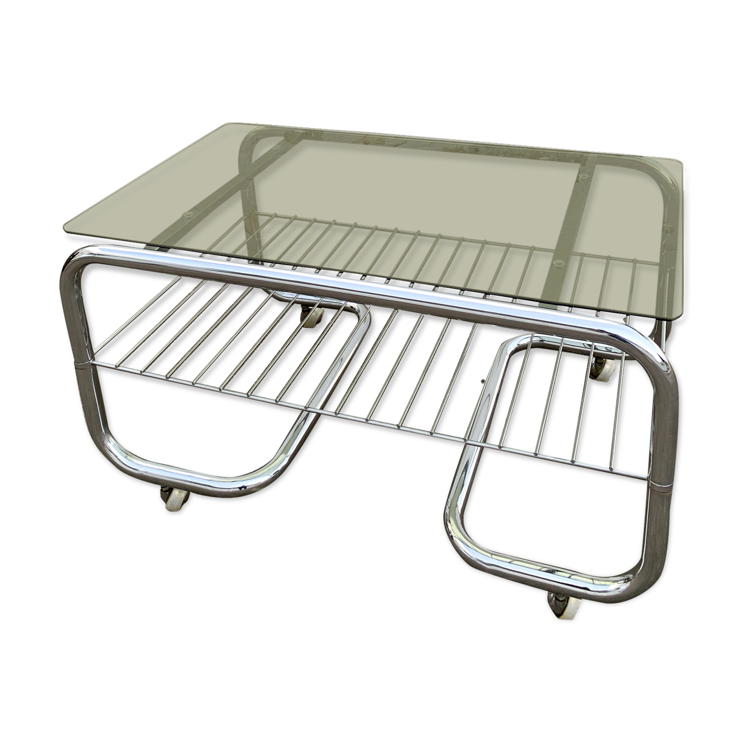 Glass coffee table and  tubular structure 70