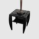 Pair of bedside tables with stylised design, good quality.