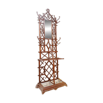Coat rack or hall tree, 19th century - patinated cast iron imitating bamboo