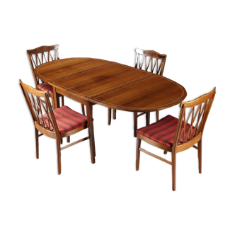Table à manger danoise en acajou et 4 chaises