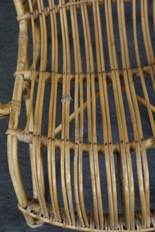 Belse 8 armchair in patinated rattan, Dutch Design, 1950