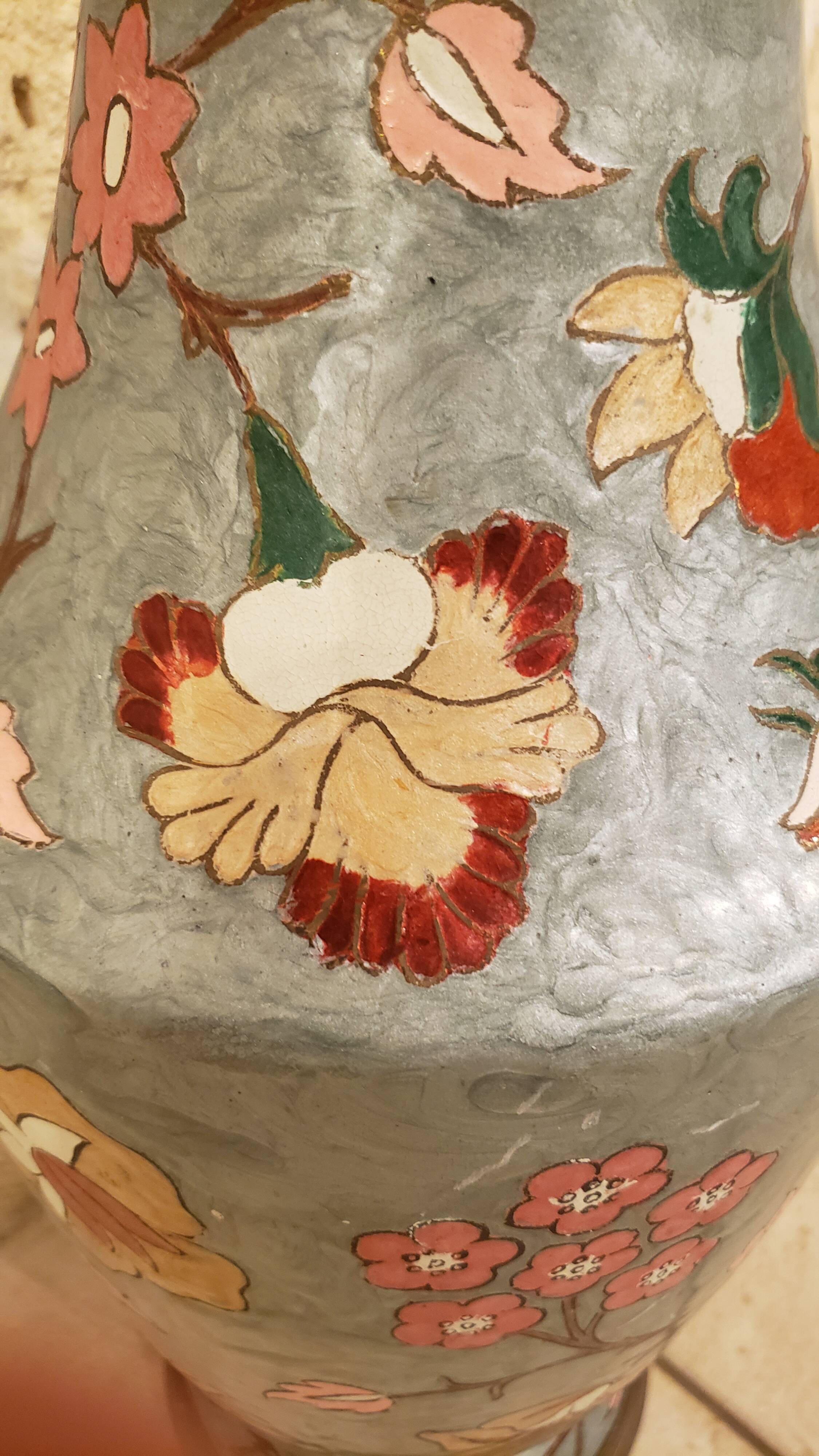 Large brass and cloisonné enamel vase