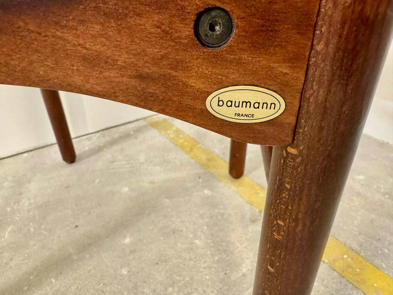 Lot de 12 chaises Baumann vintage assise Skaï bleu