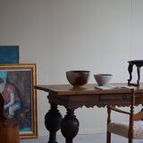 19th-century baroque dining table/desk in oak, Danish cabinetmaker.