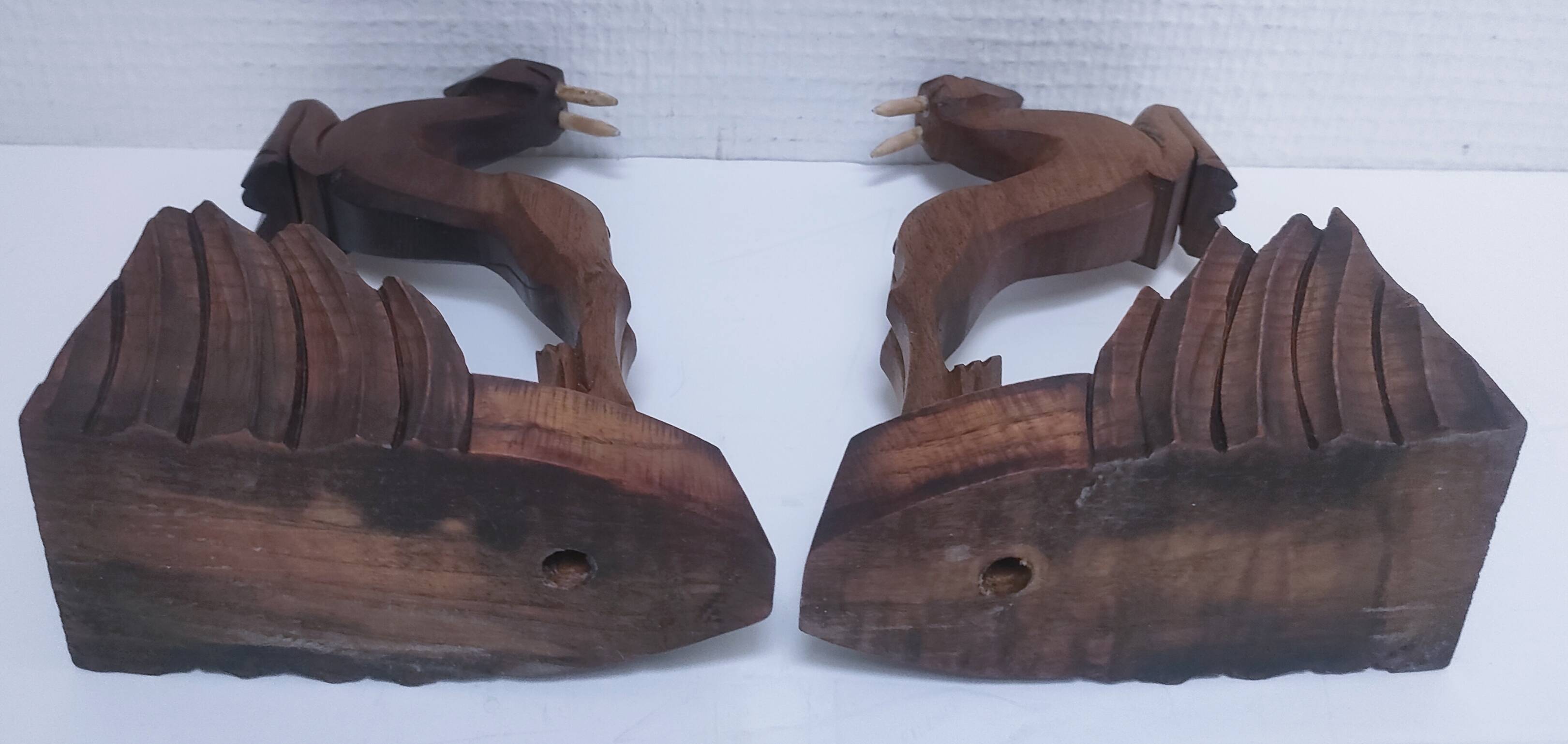 pair of art deco bookends in chamois wood