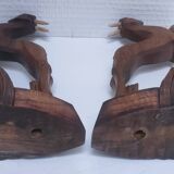 pair of art deco bookends in chamois wood
